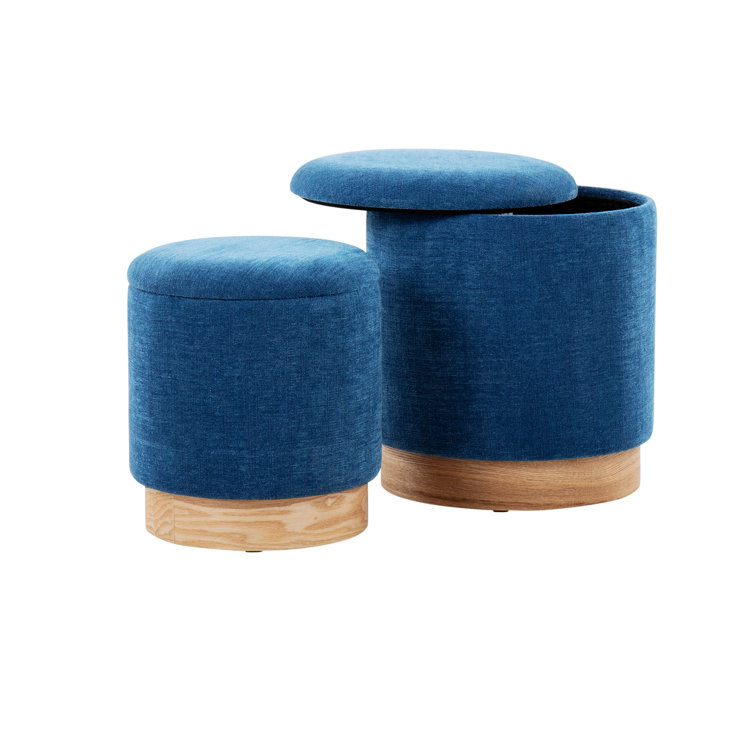 Latitude Run® Nesting Ottoman Set, Upholstered Storage Ottomans